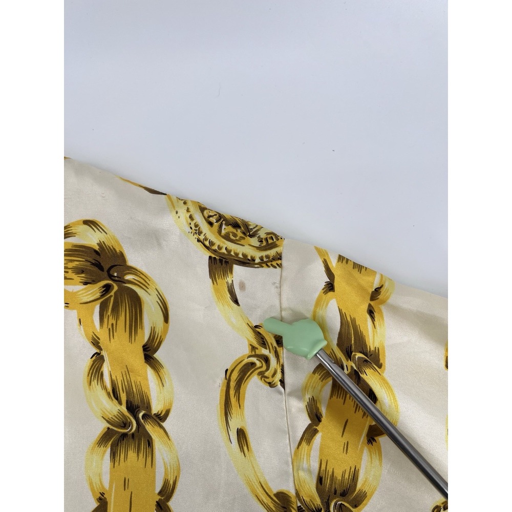 Vintage Chanel Silk Bomber Jacket Size M/L 80's Gold Chains Pattern - Picture 12 of 13